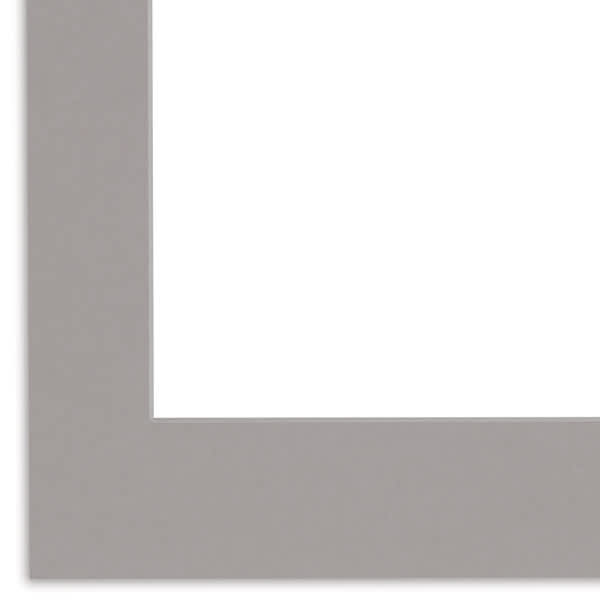 Open in modal - Crescent Select Conservation Solids Pre-Cut Mats - Closeup of Gray Corner
