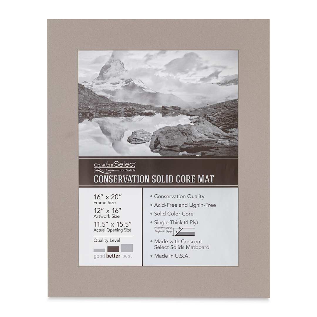Open in modal - Crescent Select Conservation Solids Pre-Cut Mat - Gray, 4 ply, 16" x 20"