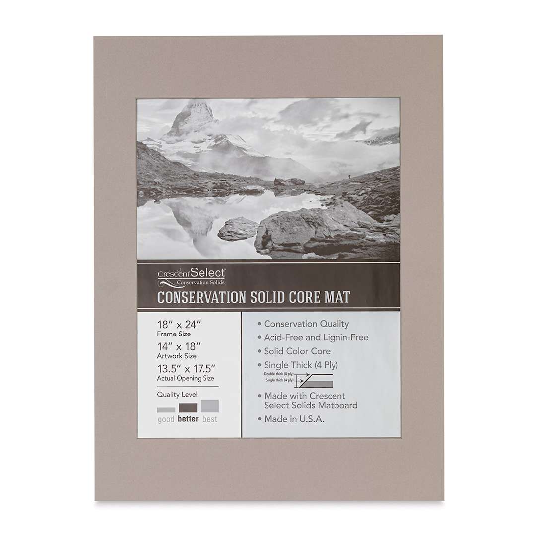 Open in modal - Crescent Select Conservation Solids Pre-Cut Mat - Gray, 4 ply, 18" x 24"