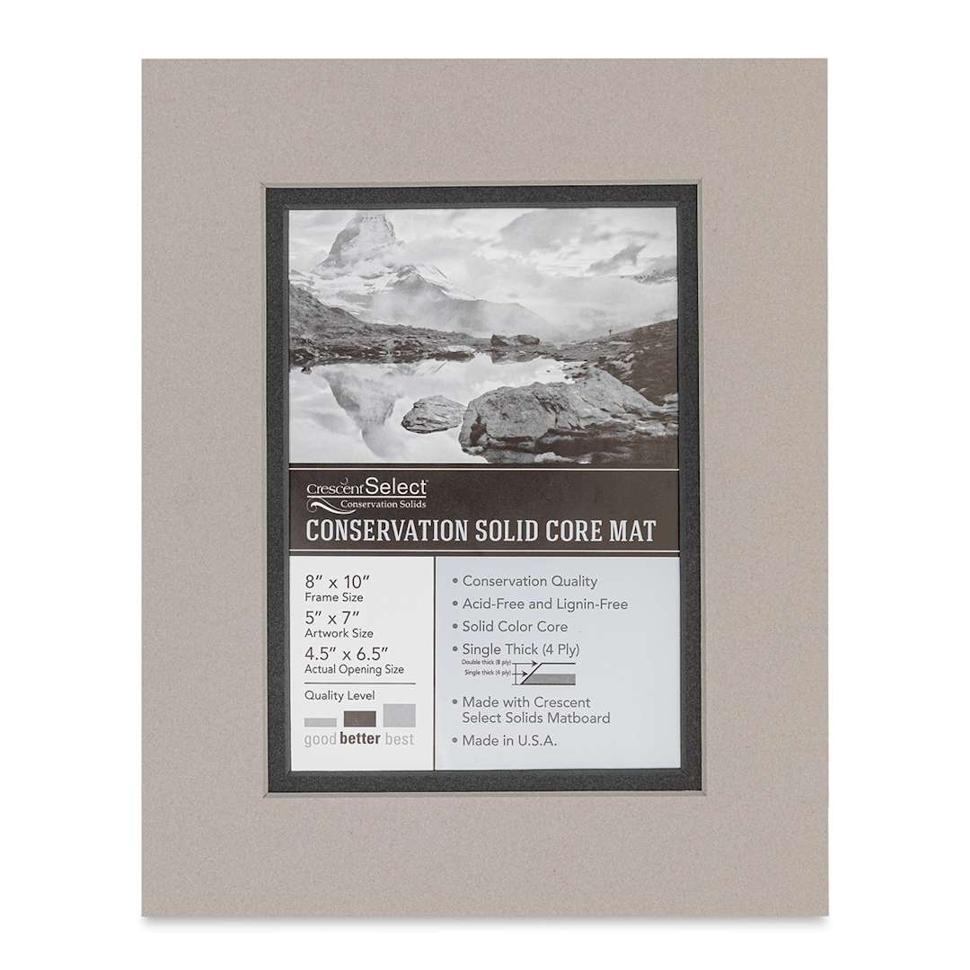 Open in modal - Crescent Select Conservation Solids Pre-Cut Double Mat - Gray/Dark Gray, 4 ply, 8" x 10"
