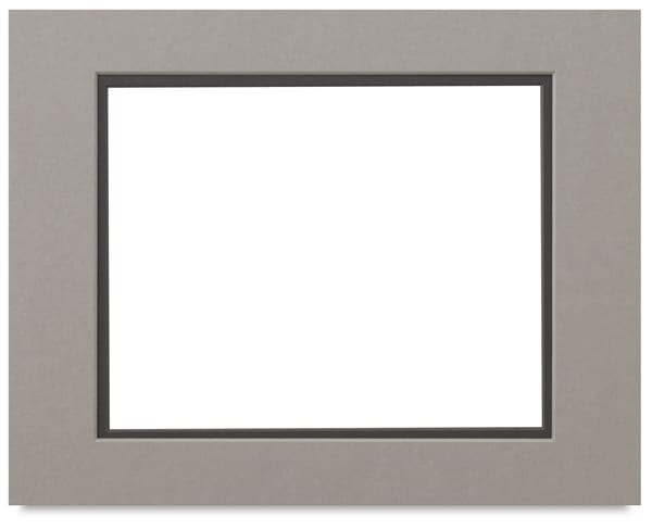 Open in modal - Crescent Select Conservation Solids Pre-Cut Double Mats - Front view of Gray/Dark Gray Mat
