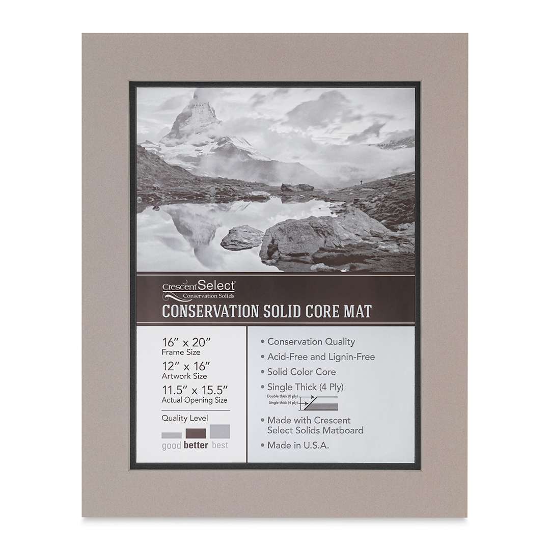 Open in modal - Crescent Select Conservation Solids Pre-Cut Double Mat - Gray/Dark Gray, 4 ply, 16" x 20"