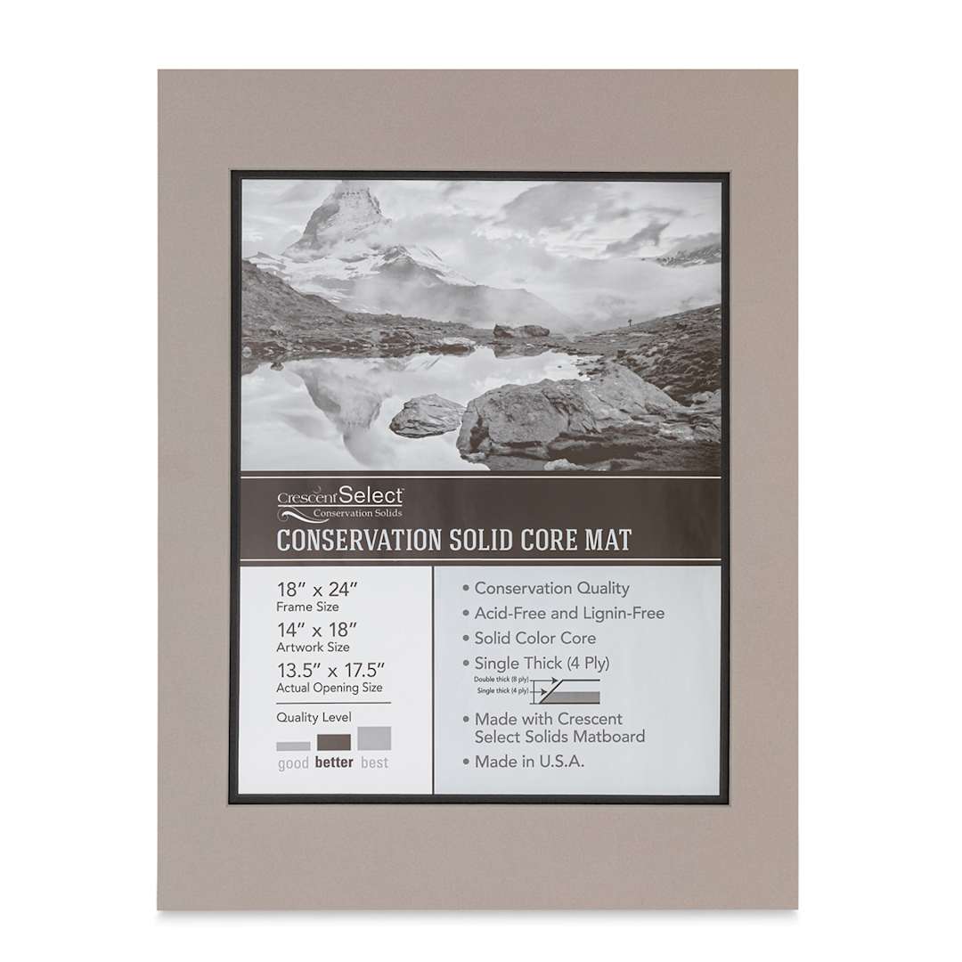 Open in modal - Crescent Select Conservation Solids Pre-Cut Double Mat - Gray/Dark Gray, 4 ply, 18" x 24"