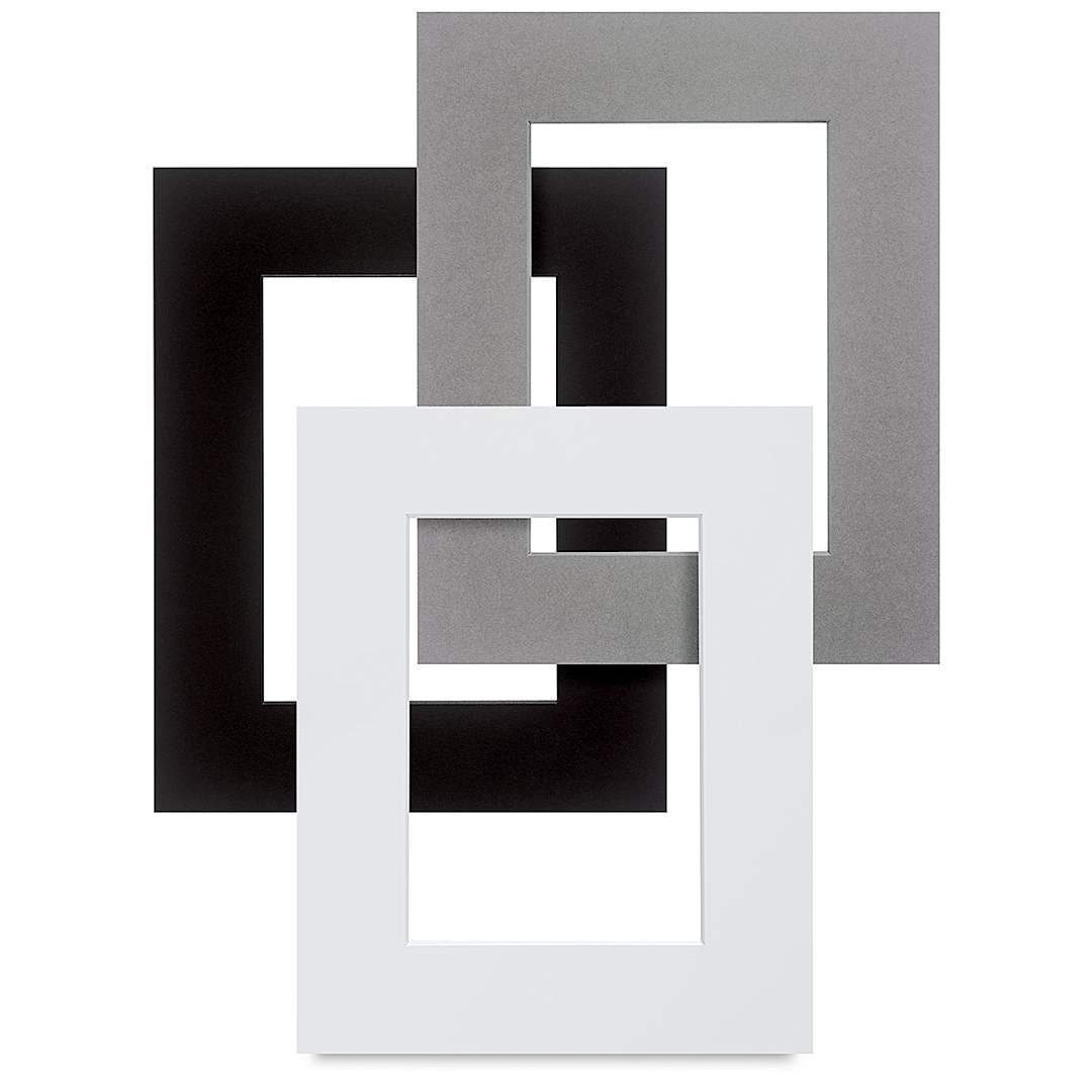 Open in modal - Crescent Select Conservation Solids Pre-Cut Mats - Front view of three Mats
