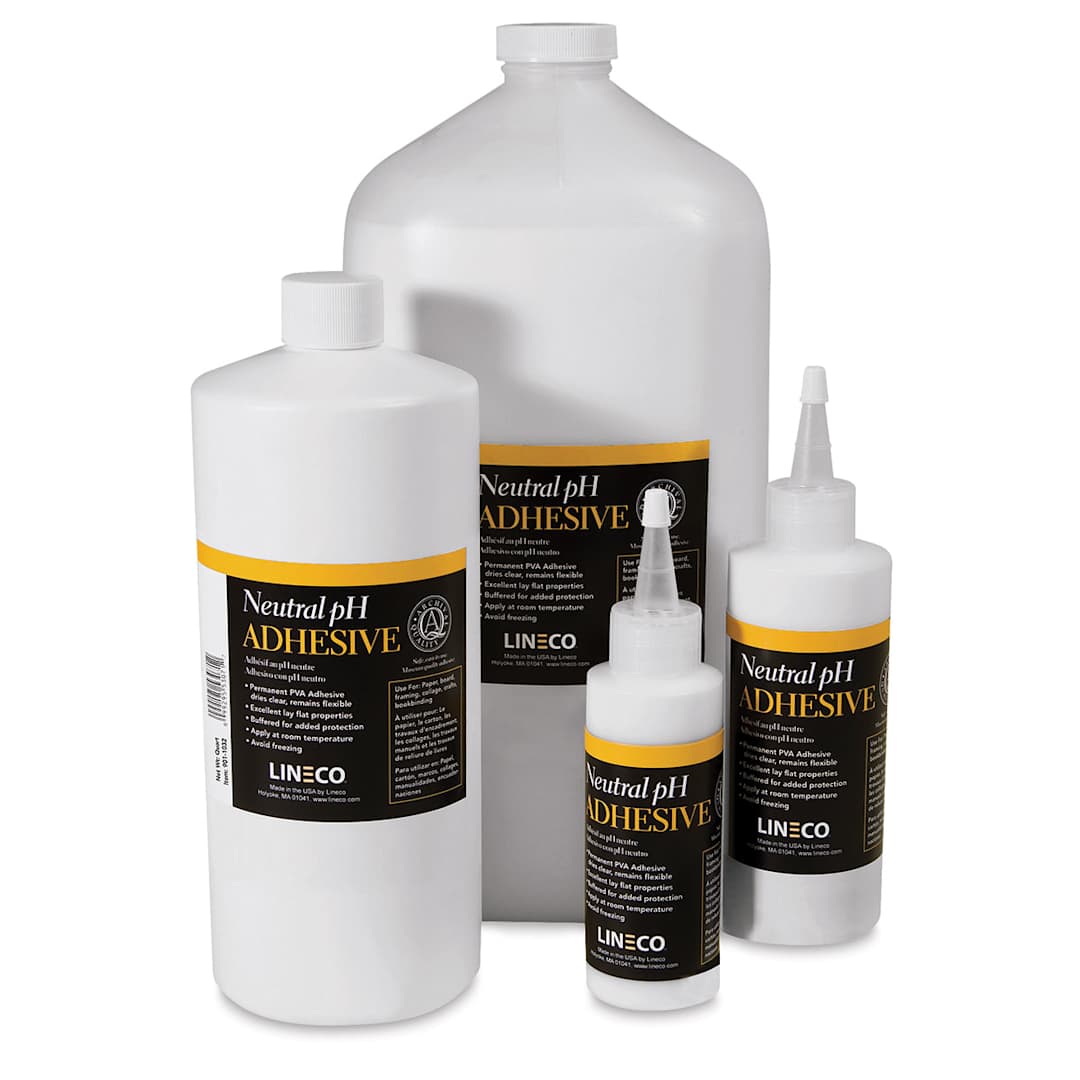 Open in modal - Lineco Neutral pH Adhesive - Assorted bottles of Adhesive shown