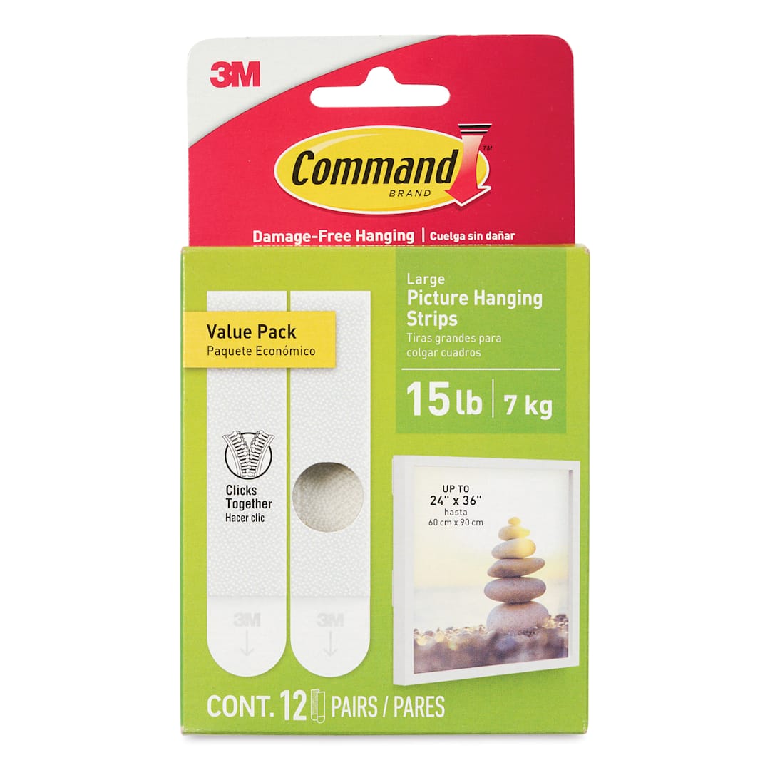 Open in modal - Command Picture Hanging Strips - Large, Pkg of 12 Pairs, front of the packaging