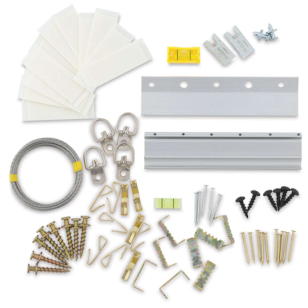 Open in modal - Hangman Picture and Poster Hanging Kit - Components of Kit
