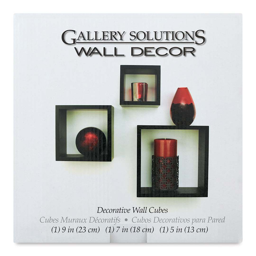 Open in modal - Nielsen Bainbridge Gallery Solutions Decorative Cubes - Front of package of Set of 3 Black Cubes