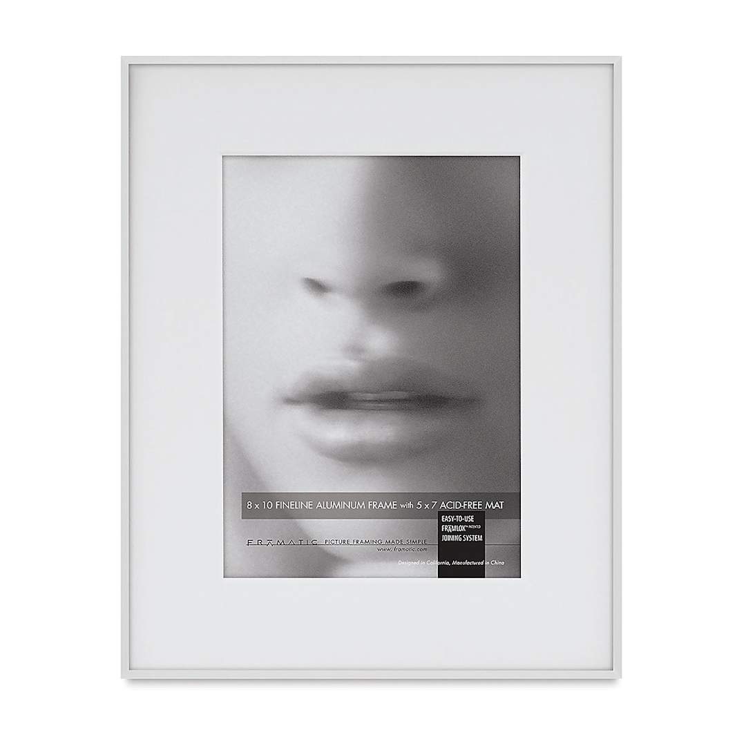 Open in modal - MCS Framatic Frame - White, 8" x 10" w/5" x 7" Opening, Single Mat