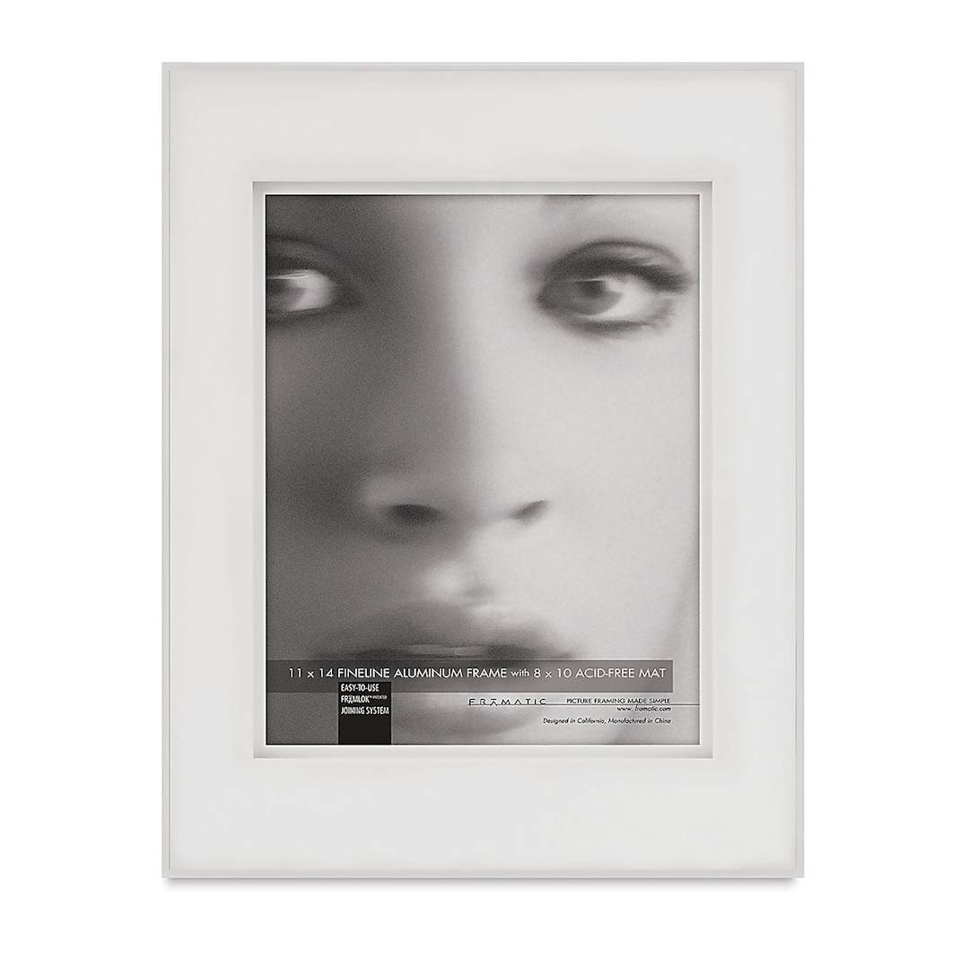 Open in modal - MCS Framatic Frame - White, 11" x 14" w/8" x 10" Opening, Shadow Mat
