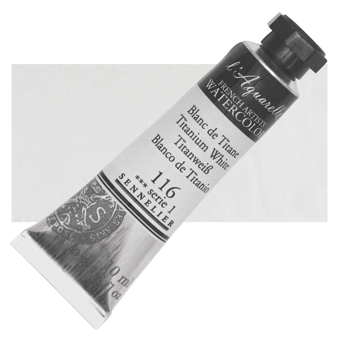 Open in modal - Sennelier French Artists' Watercolor - Titanium White, 10 ml Tube and swatch