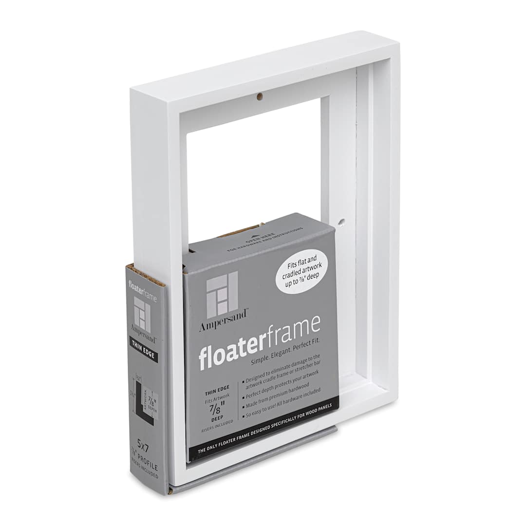 Open in modal - Ampersand Floaterframe - Thin, White, 5" x 7", 7/8", at an angle