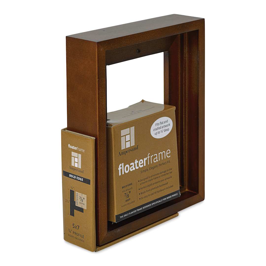 Open in modal - Ampersand Floaterframe - Bold, Walnut, 5" x 7", 7/8", at an angle