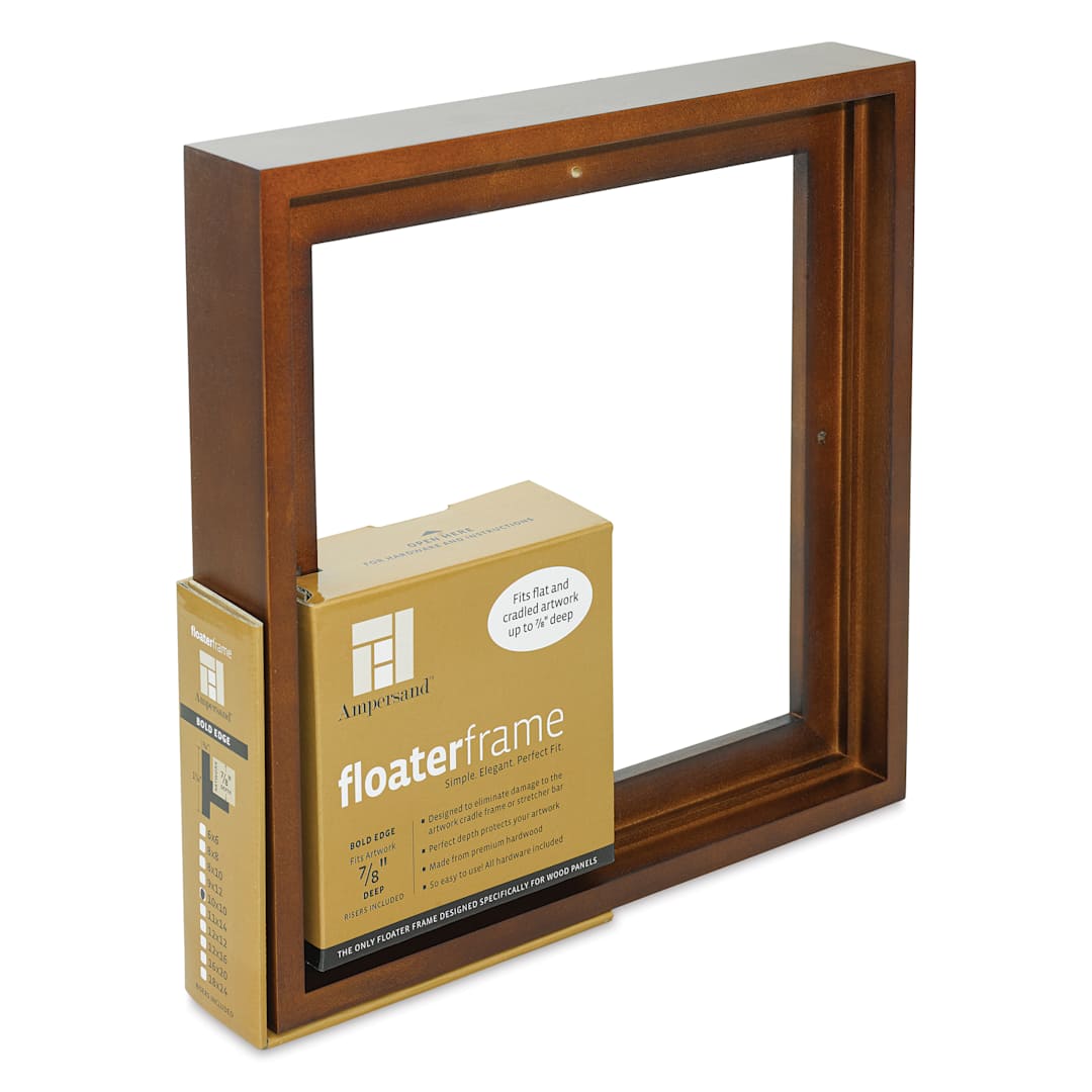 Open in modal - Ampersand Floaterframe - Bold, Walnut, 10" x 10", 7/8", at an angle