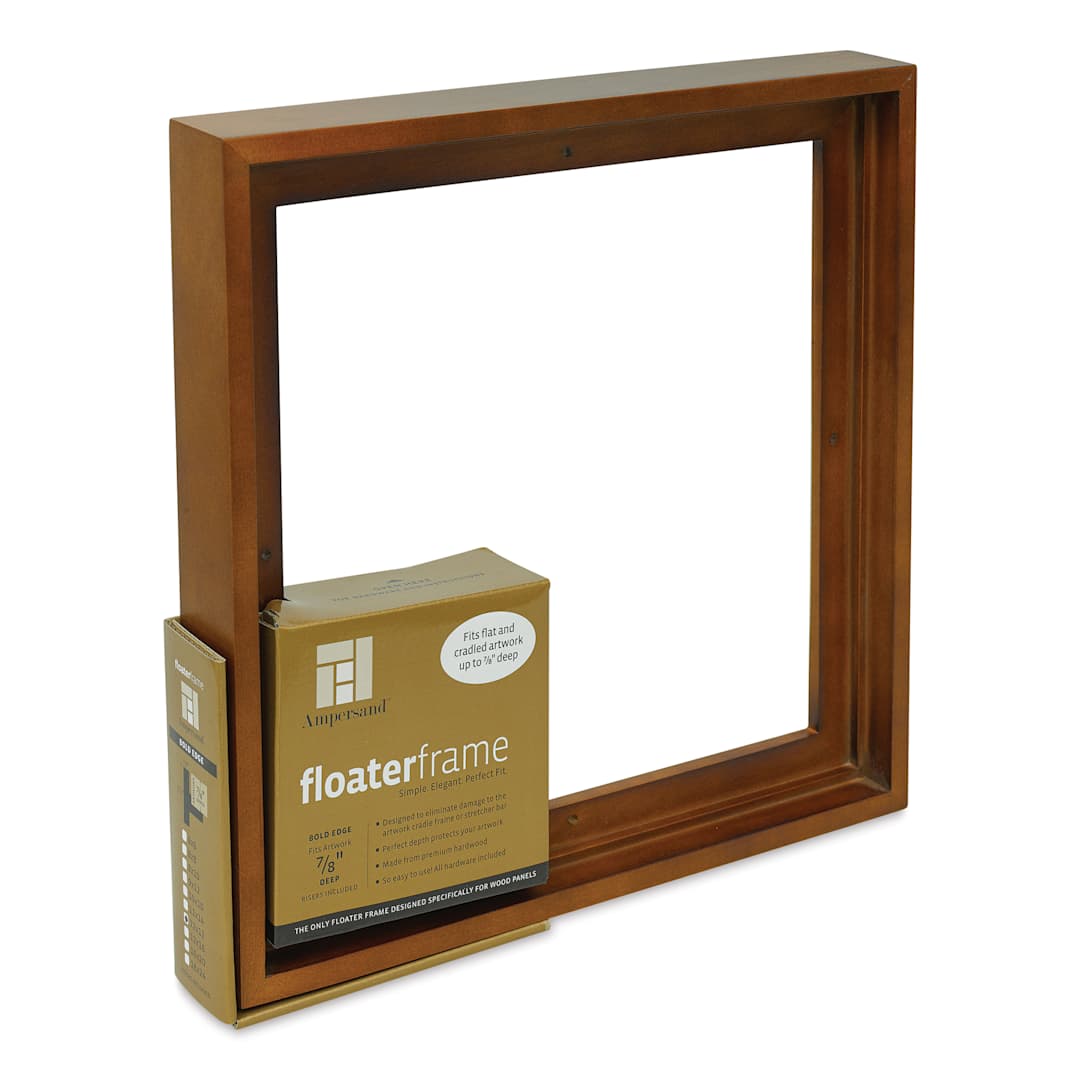 Open in modal - Ampersand Floaterframe - Bold, Walnut, 12" x 12", 7/8", at an angle