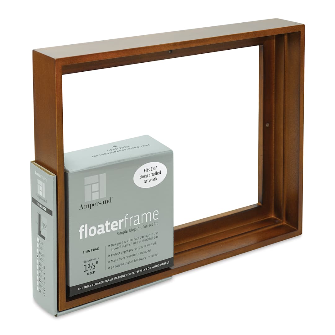 Open in modal - Ampersand Floaterframe - Thin, Walnut, 9" x 12", 1-1/2", at an angle