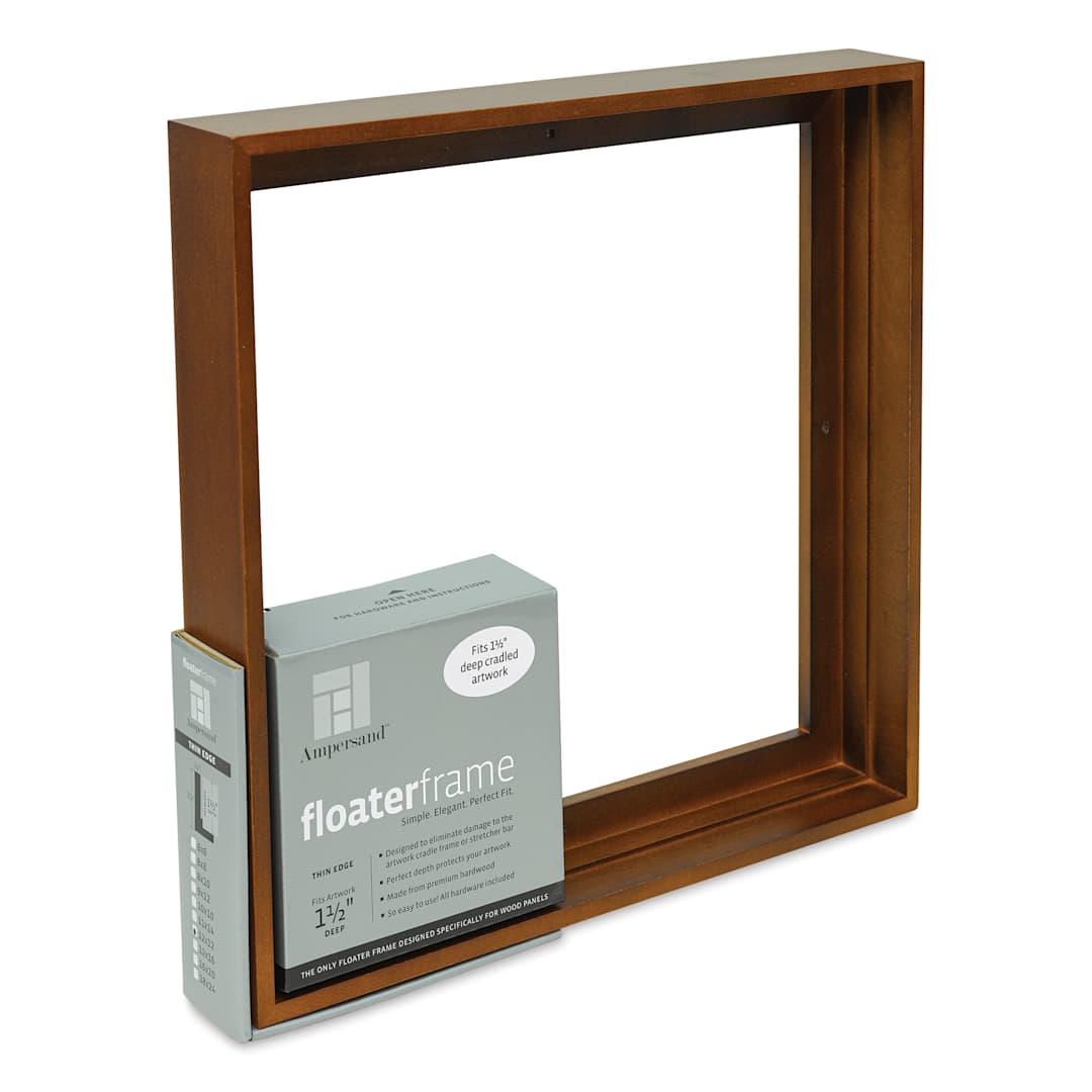 Open in modal - Ampersand Floaterframe - Thin, Walnut, 12" x 12", 1-1/2", at an angle