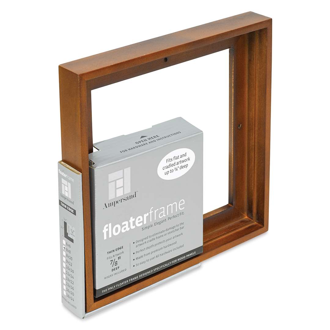 Open in modal - Ampersand Floaterframe - Thin, Walnut, 8" x 8", 7/8", at an angle