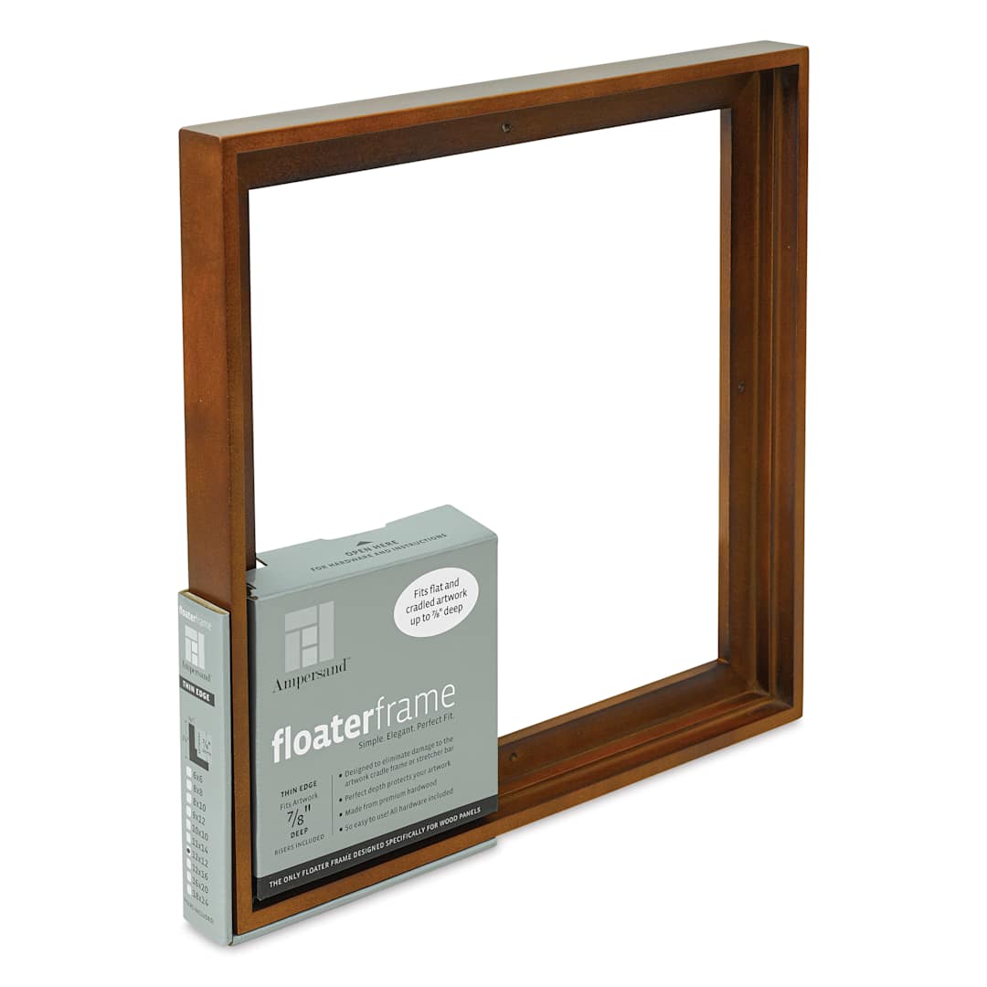 Open in modal - Ampersand Floaterframe - Thin, Walnut, 12" x 12", 7/8", at an angle