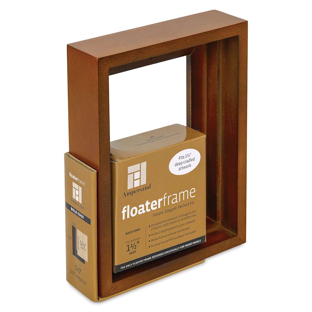 Open in modal - Ampersand Floaterframe - Bold, Walnut, 5" x 7", 1-1/2", at an angle