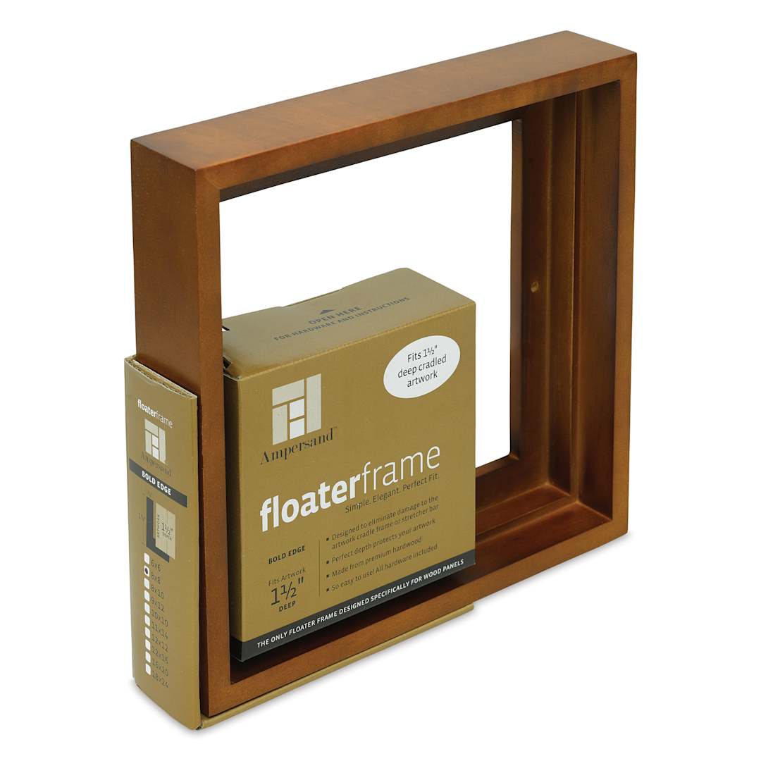 Open in modal - Ampersand Floaterframe - Bold, Walnut, 8" x 8",1-1/2", at an angle