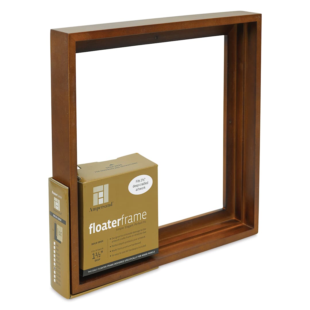 Open in modal - Ampersand Floaterframe - Bold, Walnut, 12" x 12", 1-1/2", at an angle