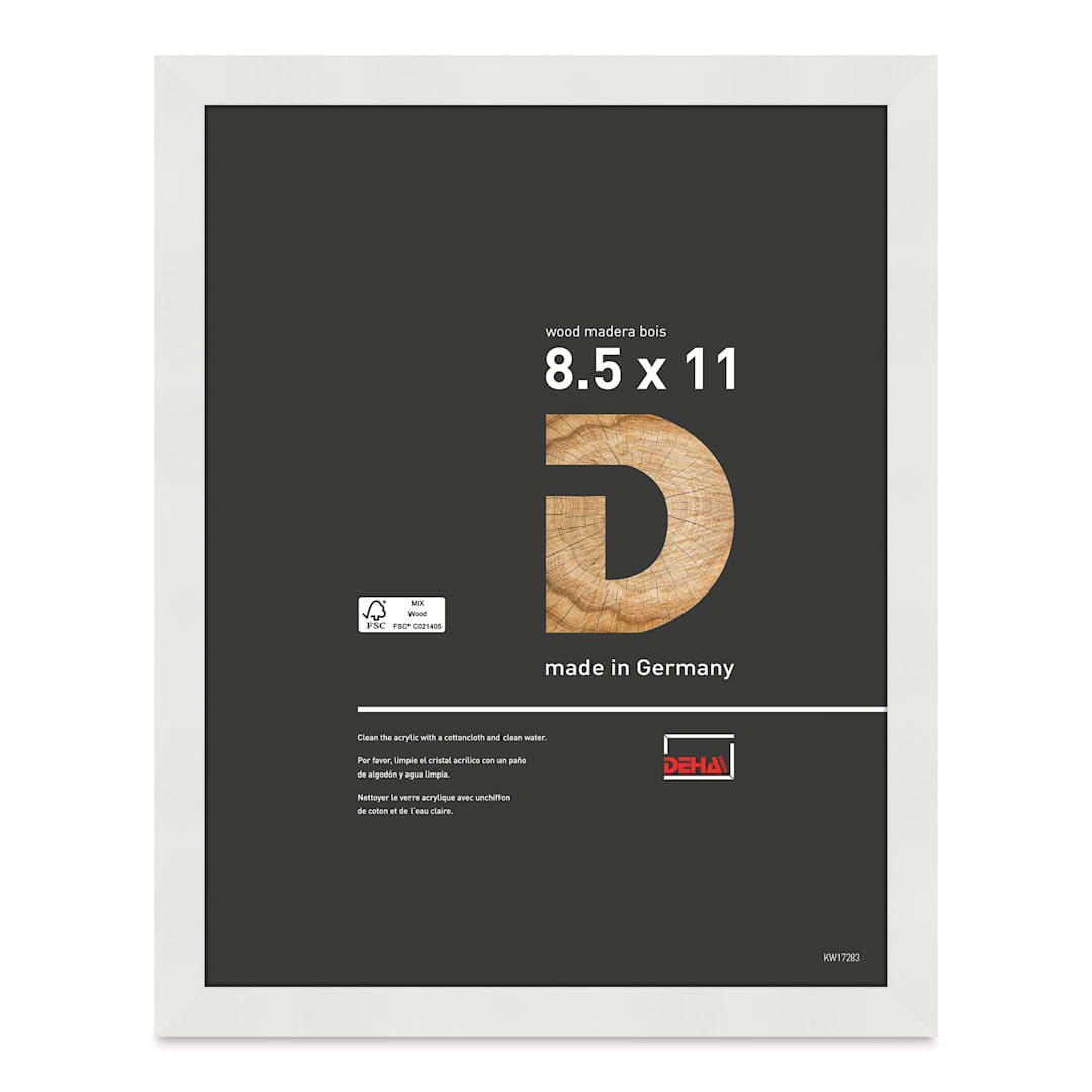 Open in modal - Deha Design Fontana Wood Frame - with Easel Back, White, 8-1/2" x 11"