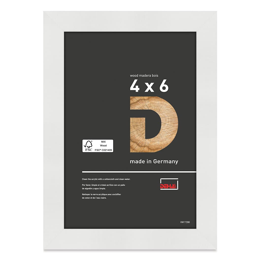 Open in modal - Deha Design Fontana Wood Frame - with Easel Back, White, 4" x 6"