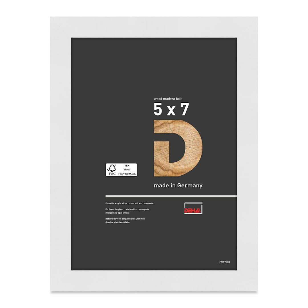 Open in modal - Deha Design Fontana Wood Frame - with Easel Back, White, 5" x 7"