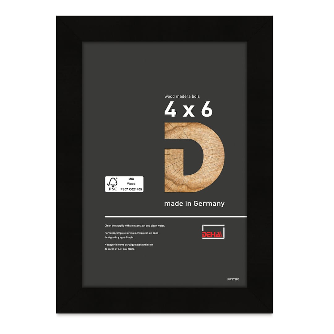 Open in modal - Deha Design Fontana Wood Frame - with Easel Back, Black, 4" x 6"