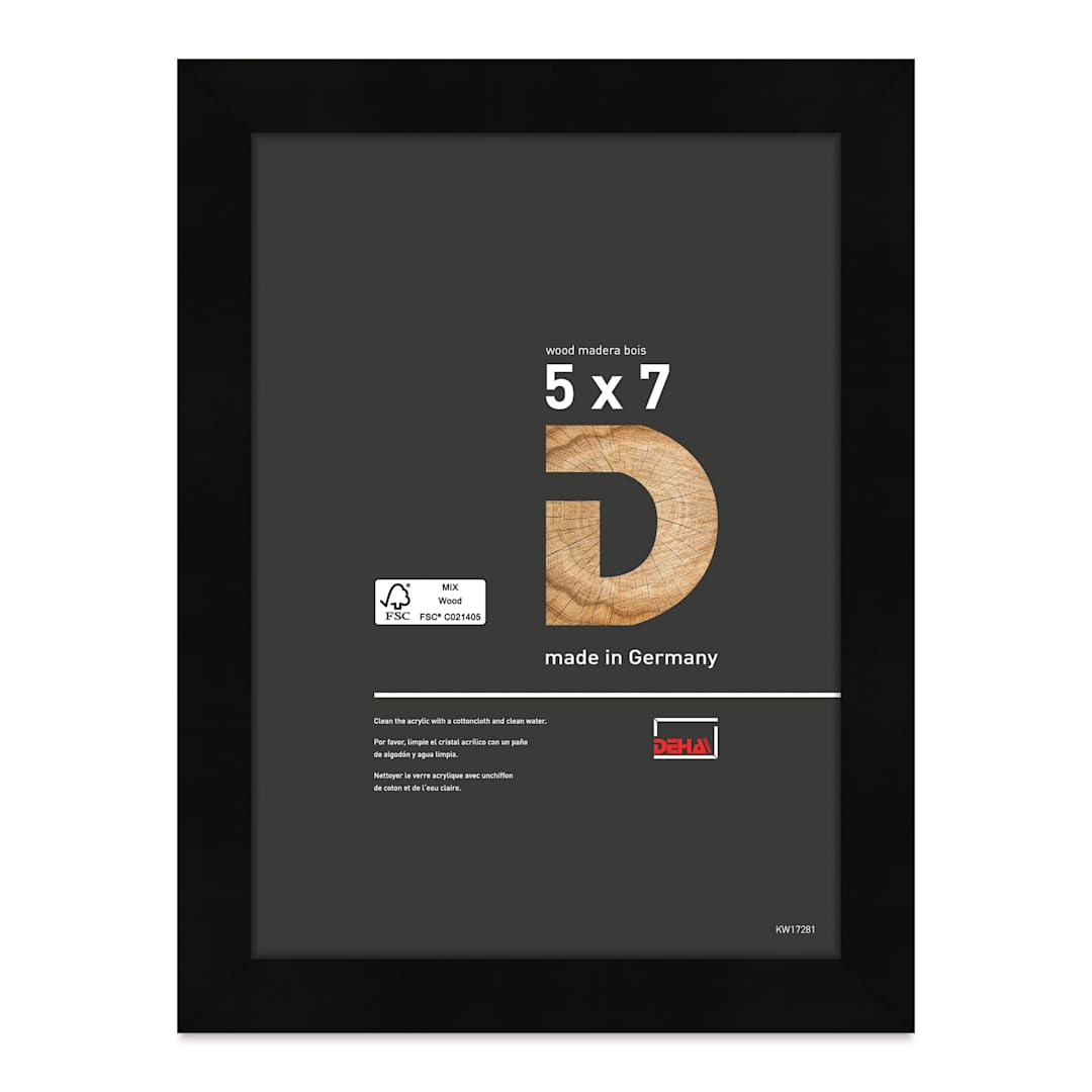 Open in modal - Deha Design Fontana Wood Frame - with Easel Back, Black, 5" x 7"