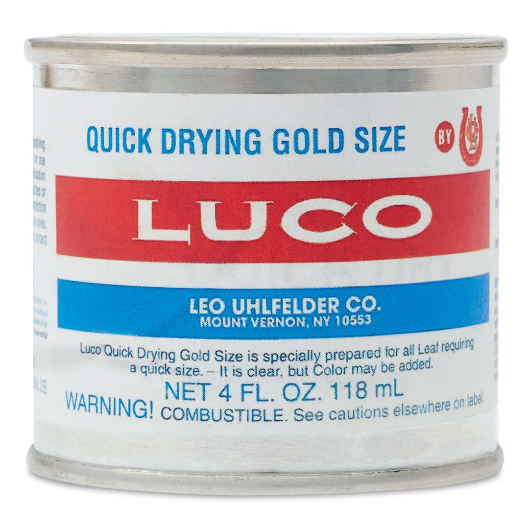Open in modal - Luco Quick Drying Gold Size - 4 oz, front of can