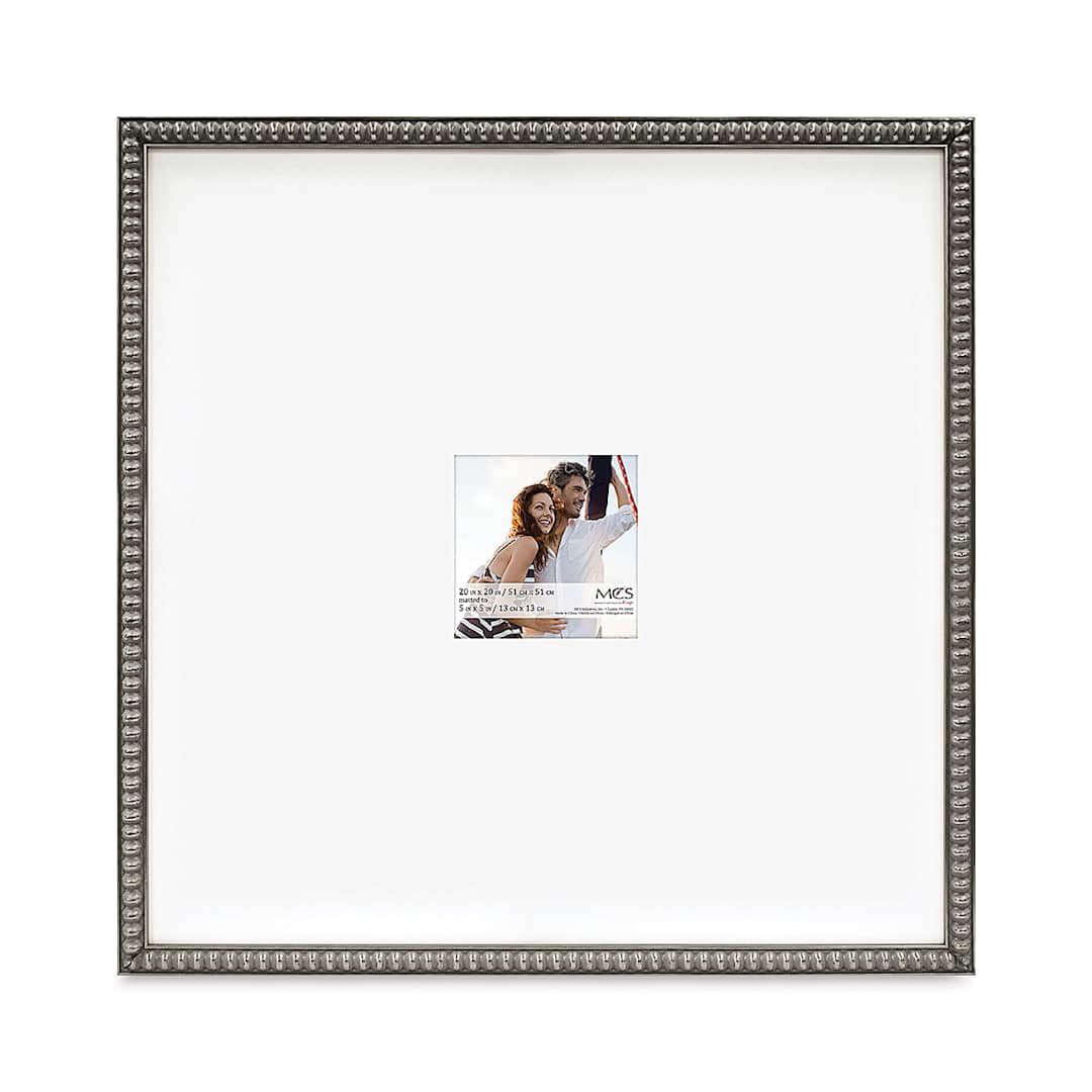 Open in modal - MCS Thin Bead Frame - Pewter, 20" x 20" w/5" x 5" Mat