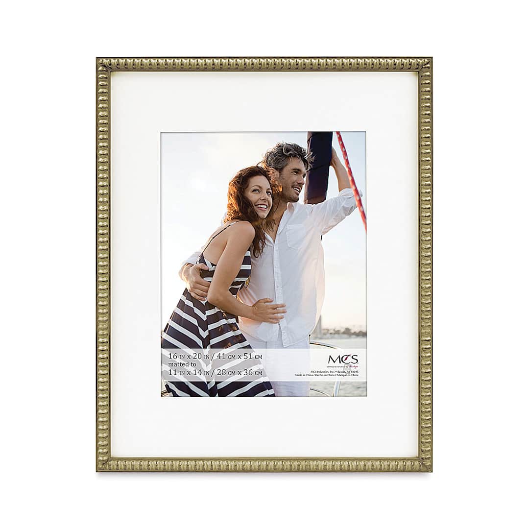 Open in modal - MCS Thin Bead Frame - Champagne, 16" x 20" w/11" x 14" Mat