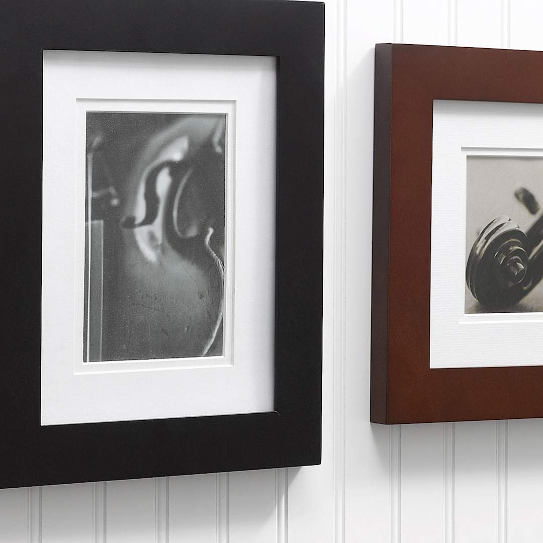 Open in modal - Nielsen Bainbridge Gallery Solutions Wood Frames - Black and Espresso Frames hanging on wall
