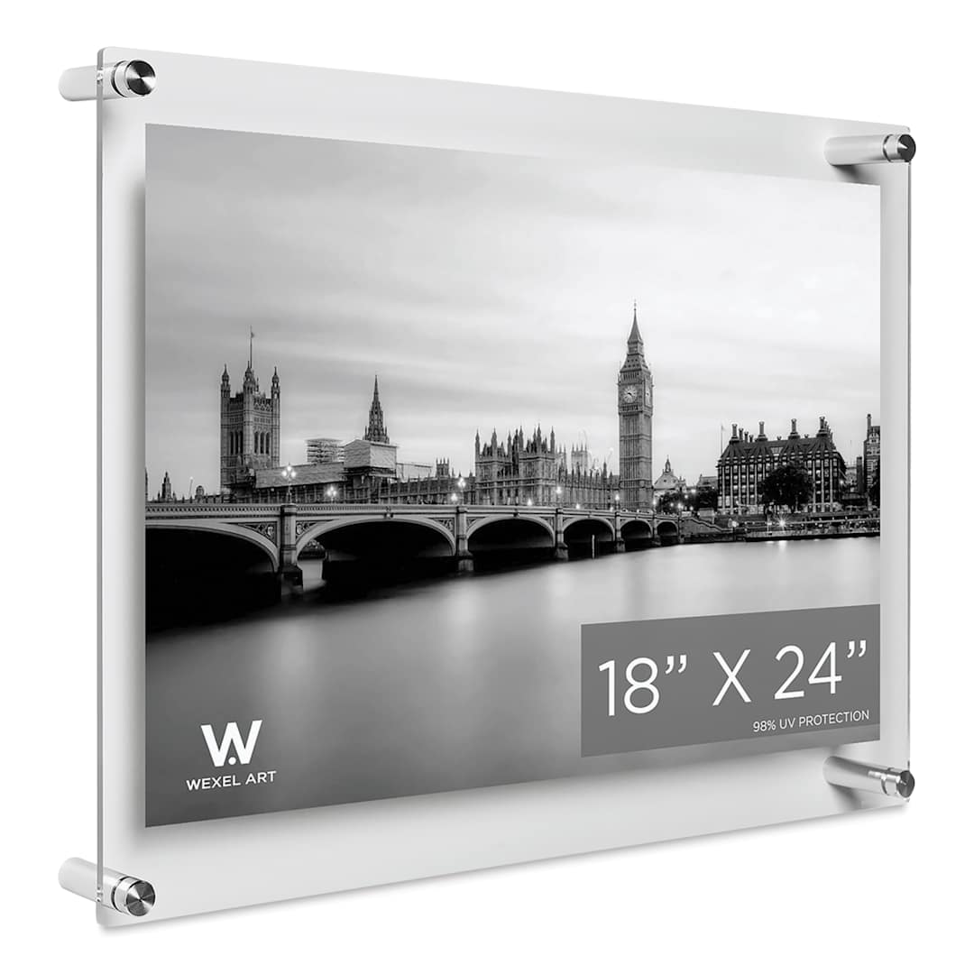 Open in modal - Wexel Art Double Panel Acrylic Display Frame - 21" x 27", Silver Hardware