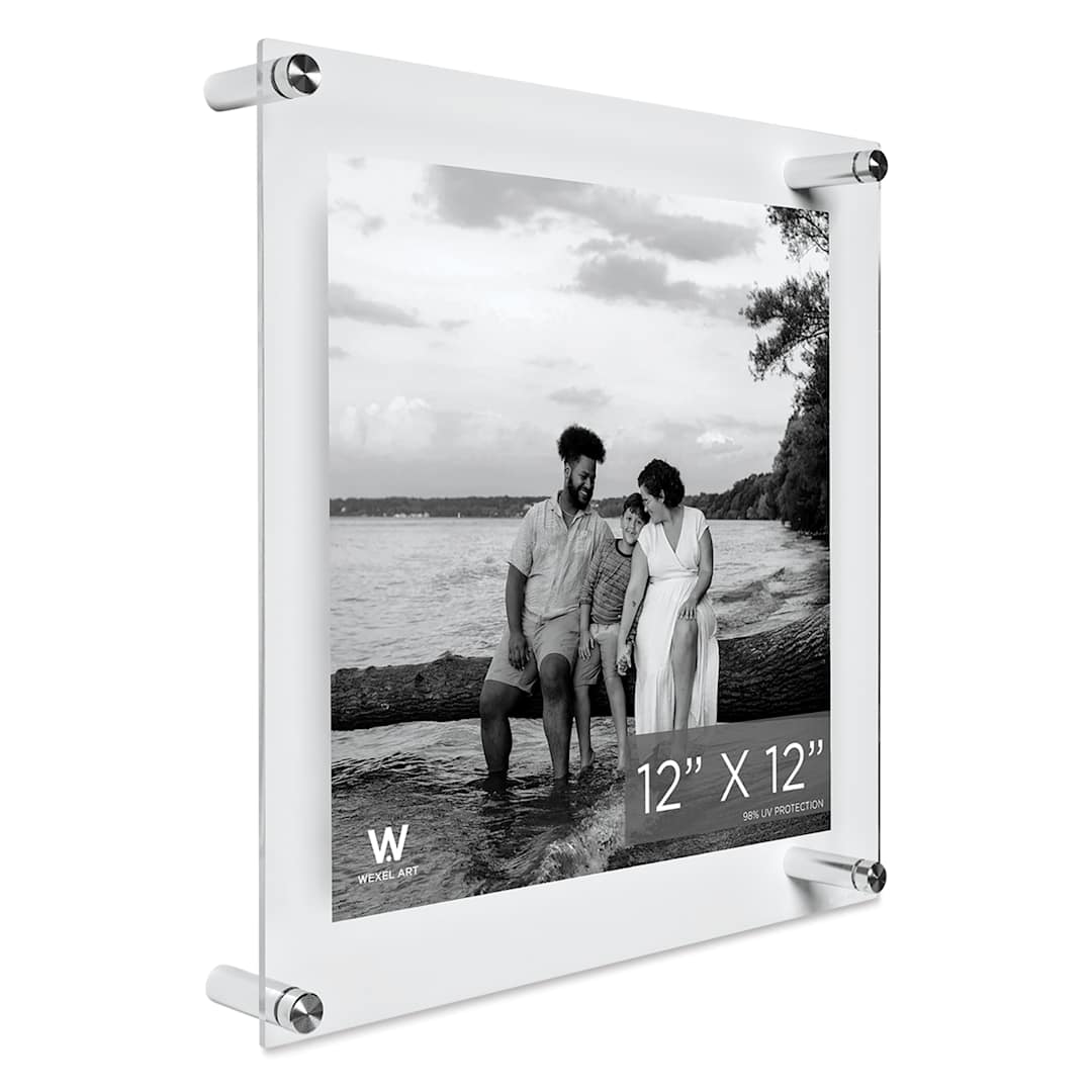 Open in modal - Wexel Art Double Panel Acrylic Display Frame - 15" x 15", Silver Hardware