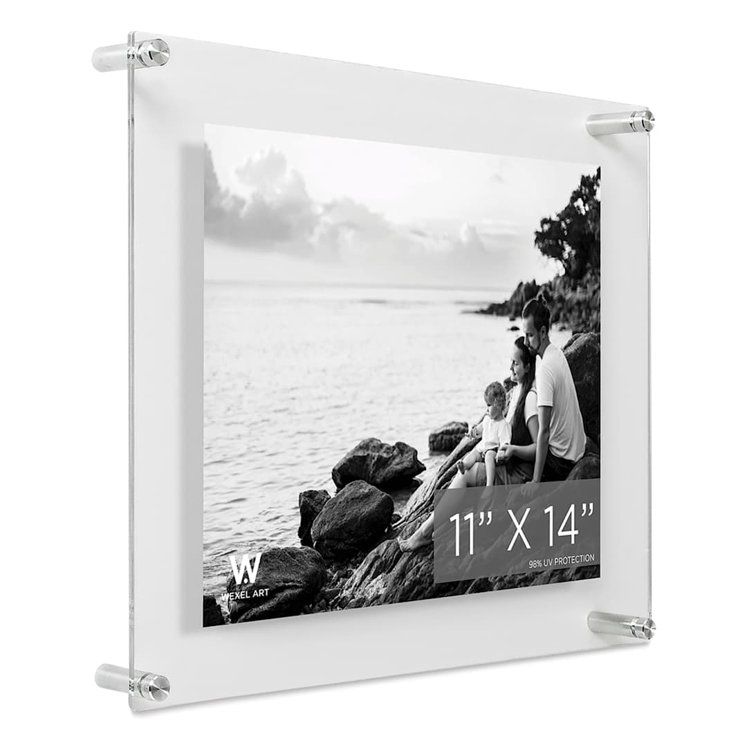 Open in modal - Wexel Art Double Panel Acrylic Display Frame - 15" x 18", Silver Hardware