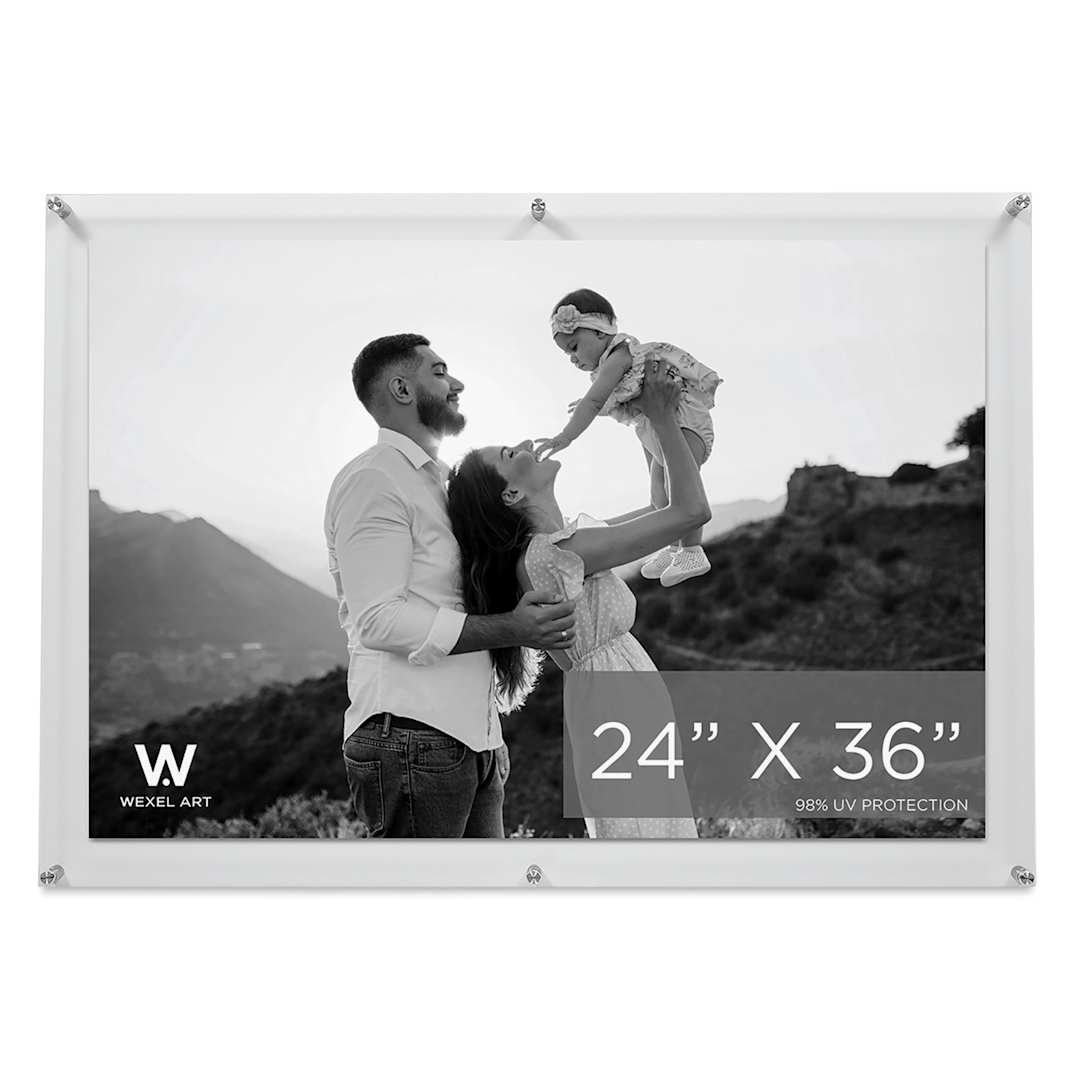 Open in modal - Wexel Art Double Panel Acrylic Display Frame - 28" x 40", Silver Hardware, front