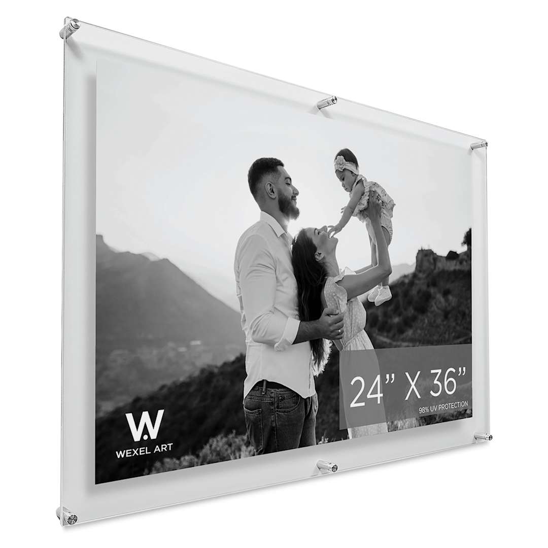 Open in modal - Wexel Art Double Panel Acrylic Display Frame - 28" x 40", Silver Hardware