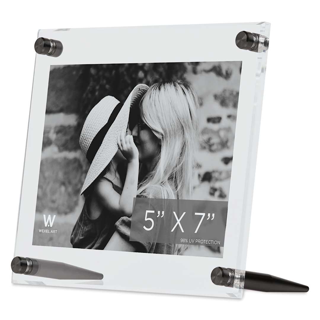 Open in modal - Wexel Art Acrylic Panel Frame - Tabletop, Graphite Hardware, 5" x 7"