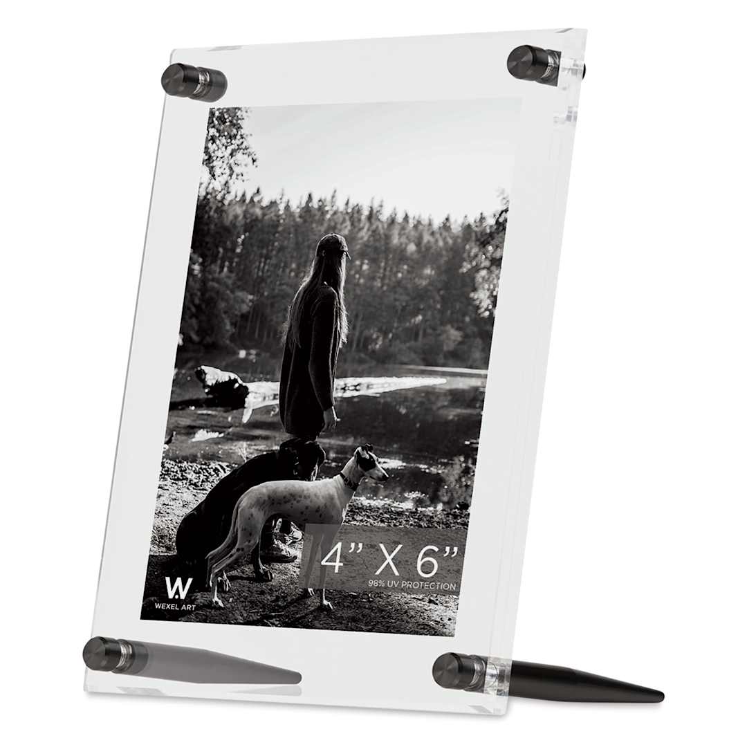 Open in modal - Wexel Art Acrylic Panel Frame - Tabletop, Graphite Hardware, 4" x 6", portrait