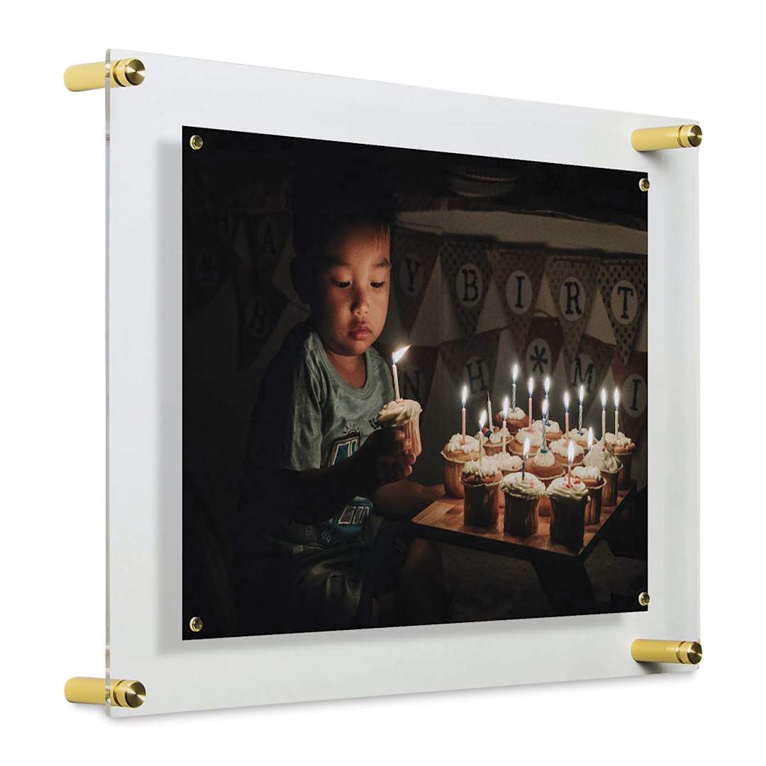 Open in modal - Wexel Art Single Panel Acrylic Display Frame - 14" x 19", with gold hardware