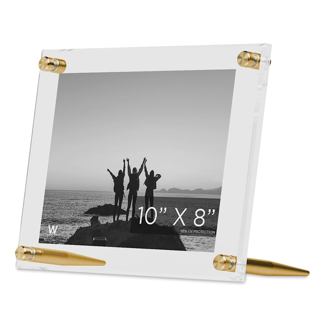 Open in modal - Wexel Art Acrylic Panel Frame - Tabletop, Gold Hardware, 8" x 10"