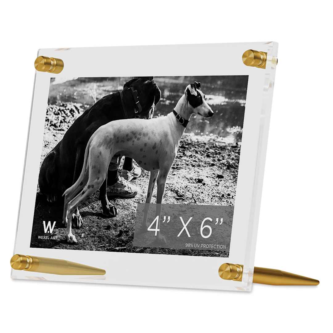 Open in modal - Wexel Art Acrylic Panel Frame - Tabletop, Gold Hardware, 4" x 6"