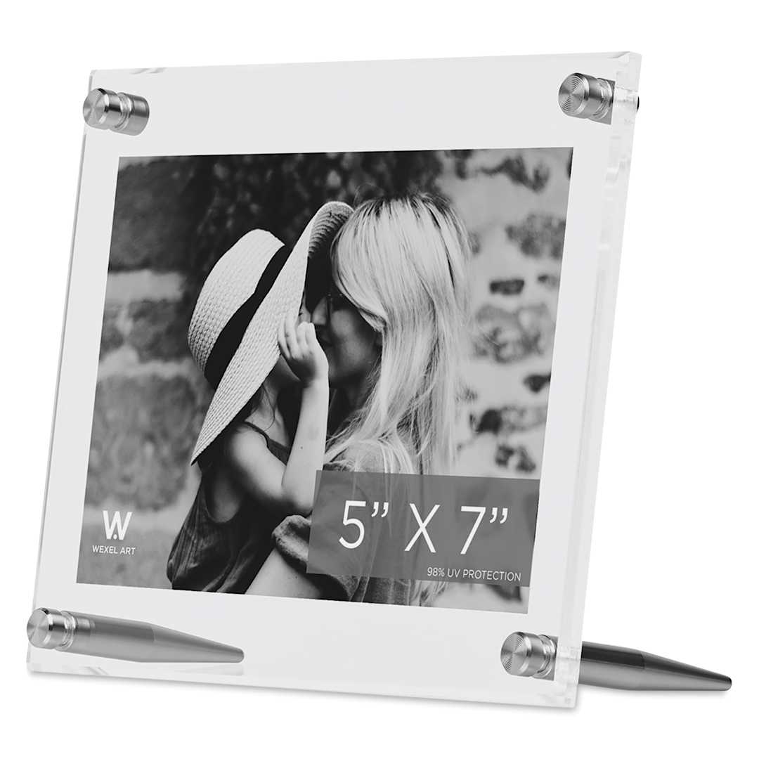 Open in modal - Wexel Art Acrylic Panel Frame - Tabletop, Silver Hardware, 5" x 7"