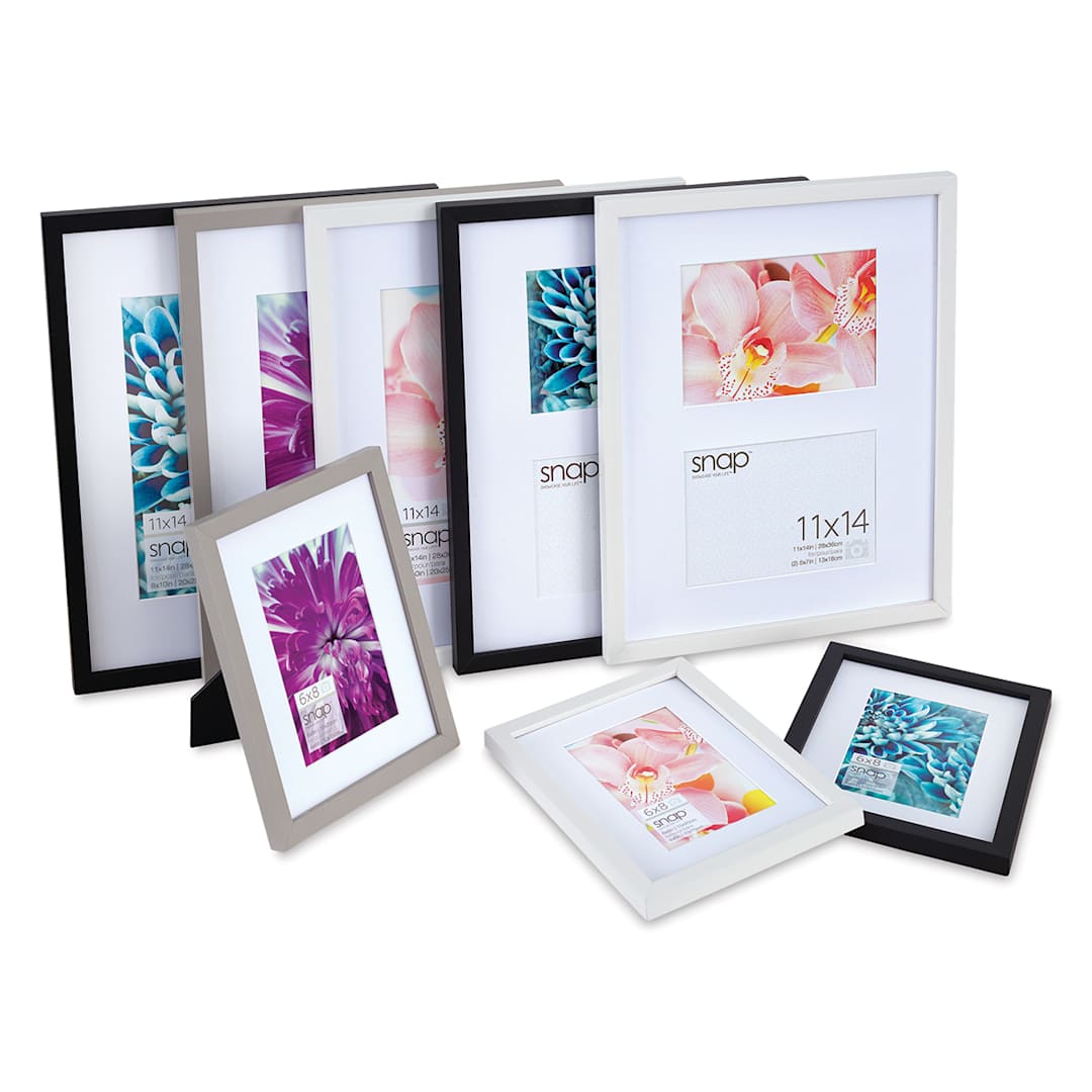 Open in modal - Nielsen Bainbridge Snap Gallery Frames with Mat - Assortment of color and sizes of Frames shown