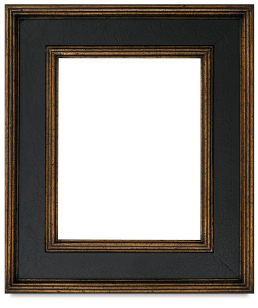 Open in modal - Blick Concerto Wood Frames - Front view of Black Crackle with Gold trim frame