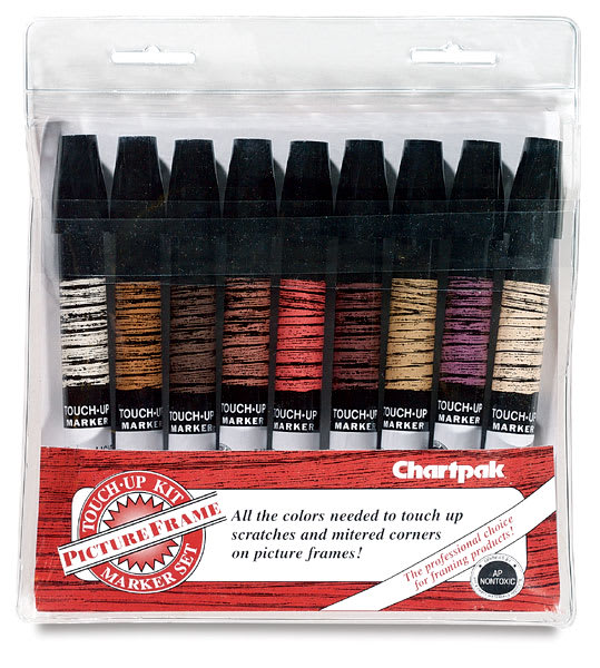 Open in modal - Chartpak Touch-Up Markers for Picture Frames - Set of 9 shown in vinyl pouch package
