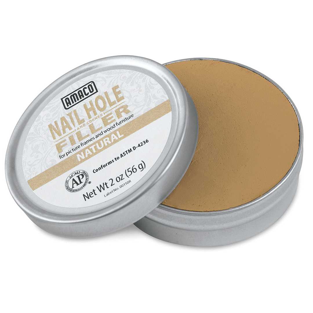 Open in modal - Amaco Nail Hole and Corner Filler - Open tin of Natural Color Filler